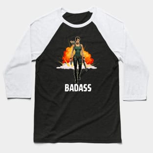 Badass Lara Lady Boss Lara Croft Tomb Raider Gamer Gaming Video Game Baseball T-Shirt